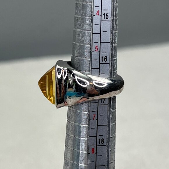 Vince Camuto Citrine Color Silver Tone Ring Chunky Pyramid Statement Cocktail 6 - Picture 2 of 9